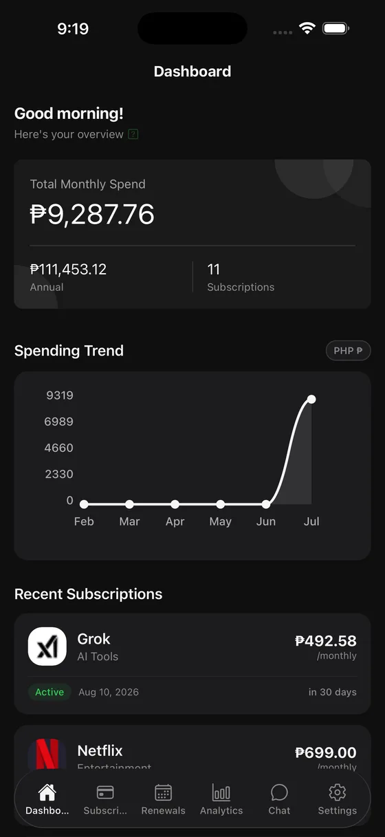 Sabsi settings in Dark mode